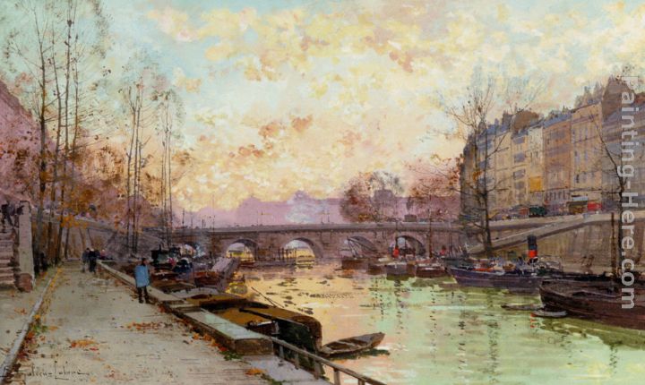 Les quais de la Seine painting - Eugene Galien-Laloue Les quais de la Seine art painting
